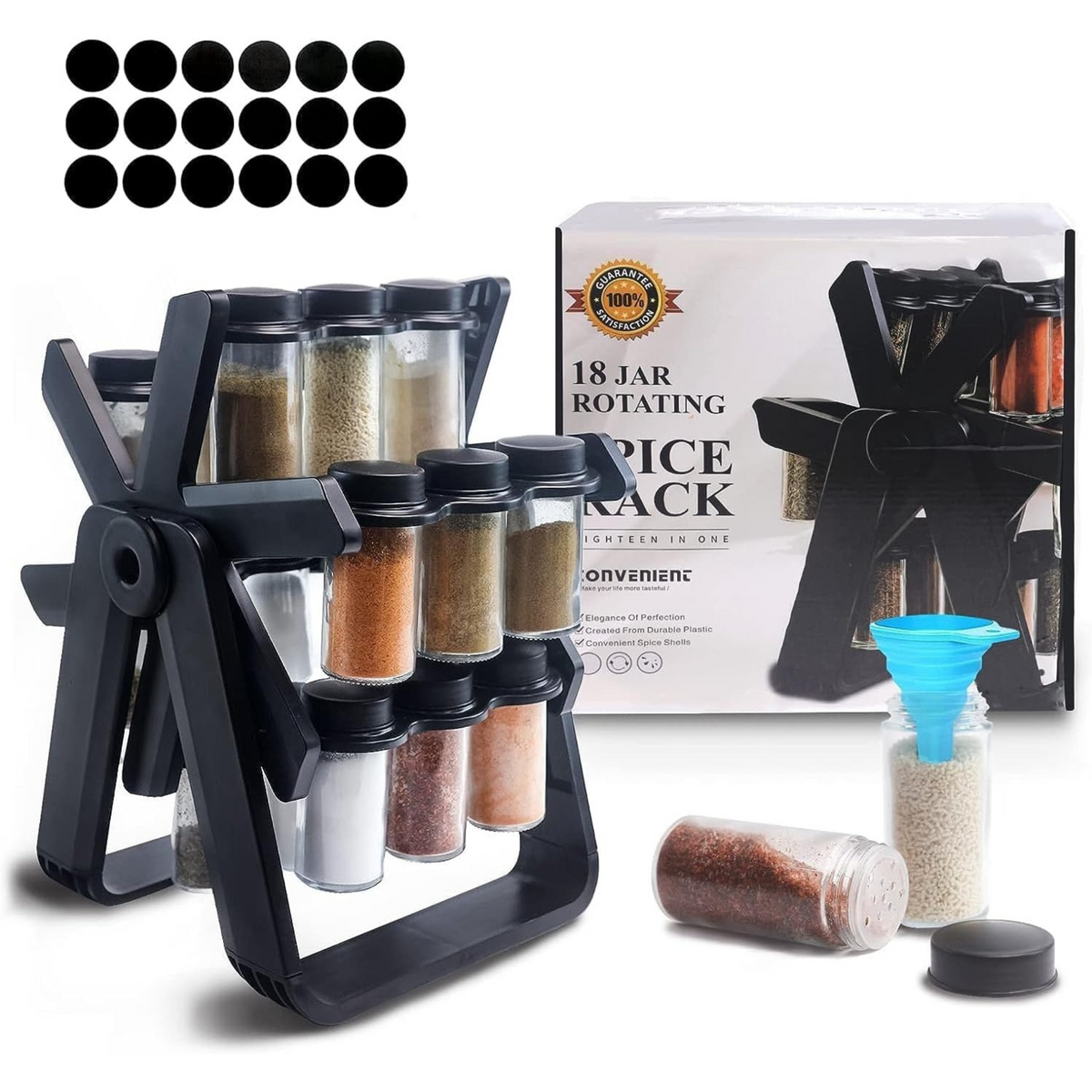 Spice Rack Organizer With 18 Spice Jars