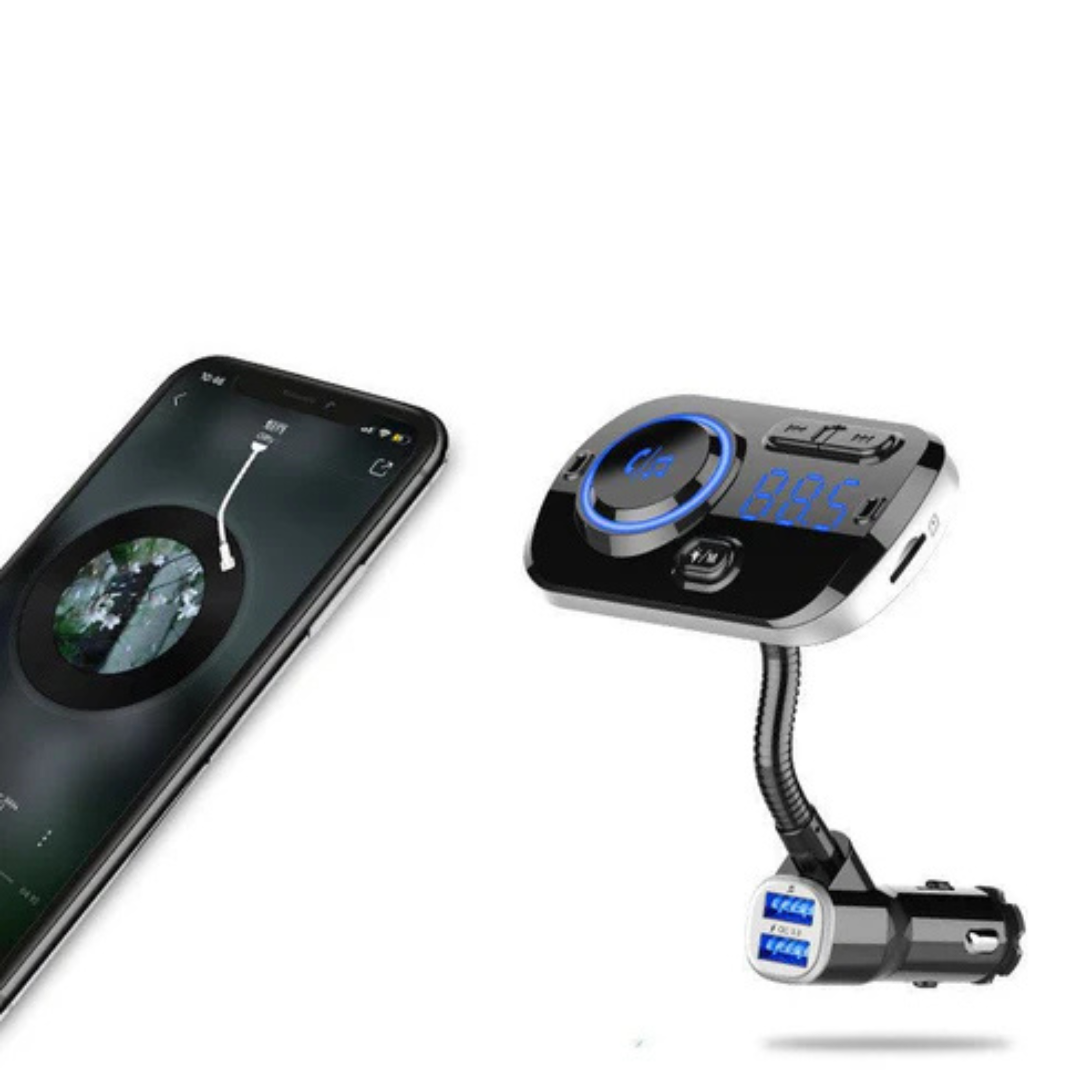 Car Mp3 Bluetooth Player Bc49Aq Bluetooth 5.0 Lossless Music Atmosphere Light Car Bluetooth Mp3