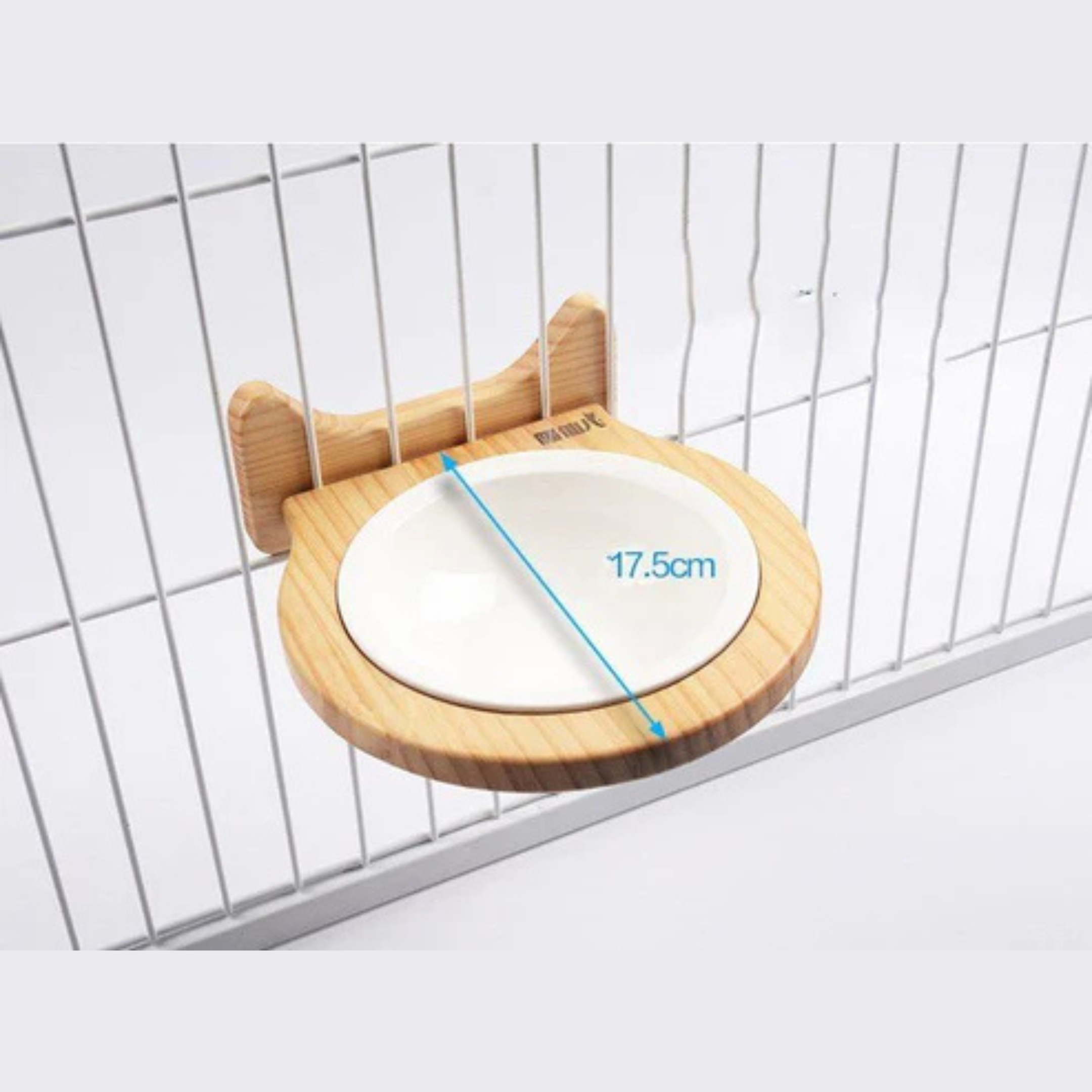 Pet Supplies Ceramic Bowl Solid Wood Stand