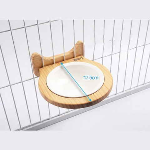 Pet Supplies Ceramic Bowl Solid Wood Stand
